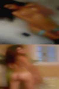 Razor swinging shaved pussy down low.